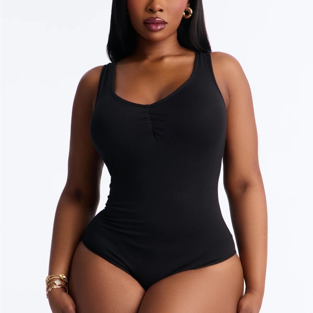 Black Scoop Neck Bodysuit
